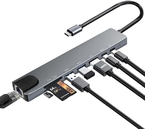 Elevate Your Workflow with the USB C to Dual HDMI Adapter – Ultimate Type C HDMI Splitter for Dual Monitor Setups, Featuring Fast USB 3.0 Hub and 100 W Power Delivery for Mac Book, Dell XPS, HP, Surface & Chromebook – Ideal for Multitasking and Professional Use