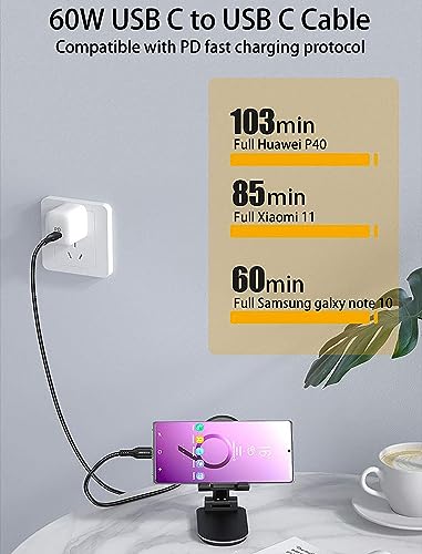 15 FT USB-C to USB-C Charging Cable (2 Pack, 60 W) – High-Speed Data Transfer & Power Delivery for i Phone 15 Pro, Samsung Galaxy S23/S22, Google Pixel 6 Pro, and More – Ultimate Compatibility & Durability for On-the-Go Charging Solutions