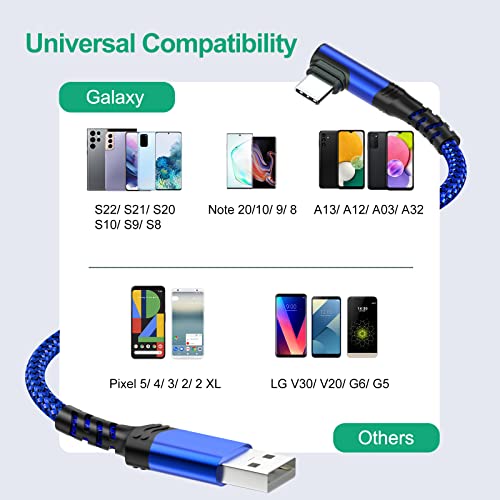 Ultimate 10 ft Type C Fast Charging Cable – 90-Degree USB to USB C Braided Cord (3-Pack) for i Phone 16/15 and Galaxy S Series – Enhanced Durability & Vibrant Colors for Seamless Charging Experience