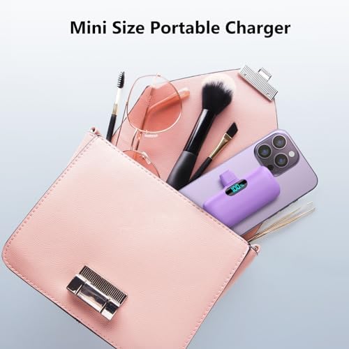 Ultra-Compact 5000 m Ah USB-C Power Bank – Fast Charging Mini Portable Charger with Built-in Connector & LCD Display – Perfect for i Phone 15, i Pad Pro, and Android Devices – Lightweight and Travel-Friendly Power Solution for On-the-Go Connectivity