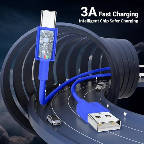 Essri 3-Pack Carplay USB A to C Cable for iPhone 16/15 Pro Max,USB C Car Charger Cable 3FT,Fast Charging Cord Compatible with iPad Pro/Air/Mini, for Apple 16/15 Series,for Samsung,Blue – Enhanced Compatibility and Speed