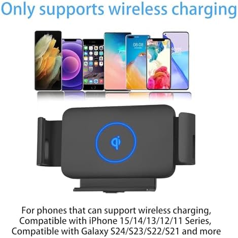 Fast Wireless Car Charger Mount with Auto-Clamping Mechanism for i Phone 16/15/14/13/12 and Galaxy S25/S24/S23/S22/Note20 – 15 W Quick Charge, Adjustable Air Vent Holder, Safe Charging with Over-Temperature and Short-Circuit Protection, Perfect for Hands-Free Navigation and Calls
