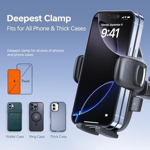 Car Phone Mount – Super Strong Suction Cup Phone Holder for Dashboard/Windshield, 360° Rotating Phone Holders for Your Car, Truck Phone Mount with Quick Release for iPhone 16 Galaxy All Phones-938003 – Enhanced Compatibility and Speed