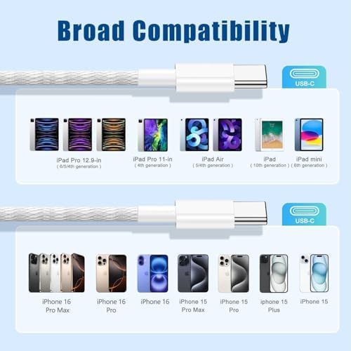 Ultra-Long 10 FT i Phone Fast Charger Cable – Type C to Lightning USB-C Cord for i Phone 16 Pro Max, 15 Series, i Pad & Mac Book Pro – Rapid Charging & Enhanced Durability for Seamless Connectivity