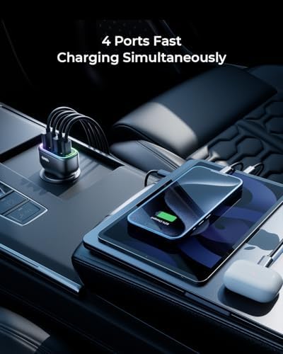 Ultimate USB C Car Charger – 126 W Dual PD60 W & QC30 W Fast Charging Adapter with 4 Ports for i Phone 16/15/14/13/12, Samsung Galaxy S24/S23 & Google Pixel – Unmatched Speed & Versatility for All Devices on the Go
