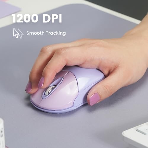 Elevate Your Productivity with the Perixx PERIMICE-802 PP Wireless Bluetooth Mouse – Sleek Purple Design for Windows, i OS & Android Devices – Ergonomic Comfort and High Precision Tracking for On-the-Go Professionals