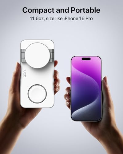 Revolutionary 3-in-1 Magnetic Wireless Charging Station – High-Speed Mag Safe Charger for i Phone 16/15/14/13/12, Apple Watch Ultra/SE/10/9/8/7/6/5/4, and Air Pods Pro/4/3/2 (White/Silver) – Optimal Compatibility and Space-Saving Design for On-the-Go Charging Solutions. Experience lightning-fast 15 W charging with seamless Mag Safe alignment for your Apple devices, ensuring simultaneous charging for your i Phone, Apple Watch, and Air Pods. This advanced charging station features multi-intelligent protection with over-voltage, over-current, and temperature control to maintain battery health and prevent overheating. Its foldable and adjustable design provides convenience and portability, making it the ideal travel accessory. Included are a 20 W USB-C PD charger and a 3 ft USB-C cable for enhanced usability. Upgrade your charging experience with this sleek, efficient solution that embodies both functionality and style. Perfect for tech-savvy users seeking reliability and efficiency in one compact unit.