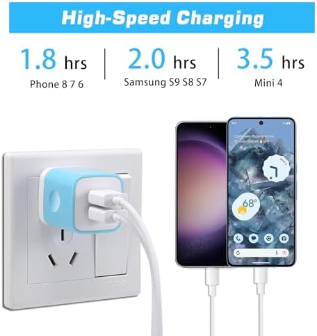 Fast Charging Dual Port USB Wall Charger 4-Pack – 2.1 A Power Adapter for i Phone 14, Samsung, Android Devices – Compact & Reliable Charging Block for Home and Travel – Enhanced Compatibility for Busy Lifestyles