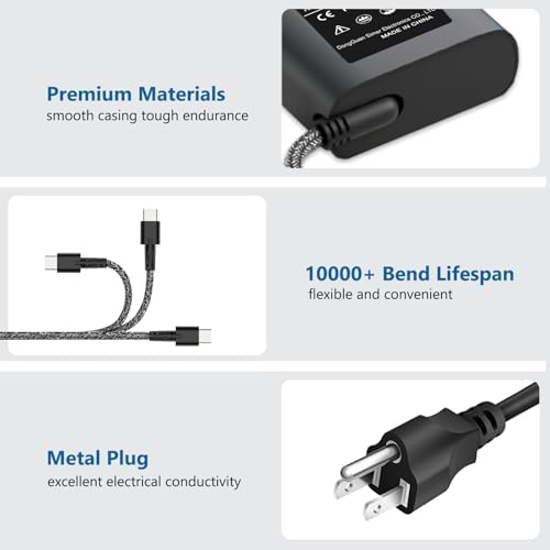 HP 65 W USB-C Laptop Charger: Ultra-Fast Charging Power for Spectre x360, Envy, Elitebook & Chromebook Models – Versatile Compatibility with Advanced Safety Features for Enhanced Device Longevity and Performance