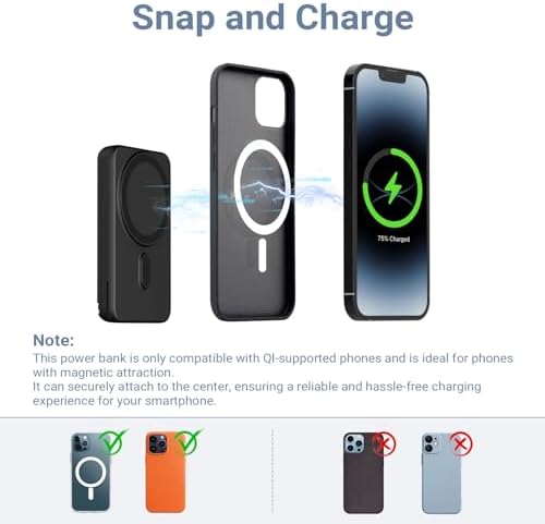 DDUAN 10000 m Ah Mag-Safe Wireless Power Bank – Dual Charging Solution for i Phone 15/14/13/12 & All Apple Watch Series with USB-C Cable – Sleek Portable Design for On-the-Go Convenience and Fast Charging Performance