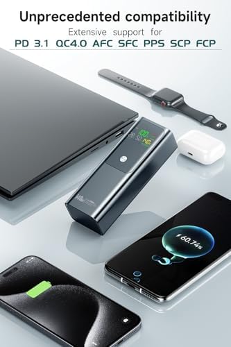 High-Capacity 27000 m Ah Power Bank with 140 W Single Output – PD3.1 Fast Charging Portable Laptop Charger with Smart Display – Includes 100 W USB-C Cable – Versatile 3-Port Battery Pack for PCs & Smartphones – Ultimate On-the-Go Power Solution