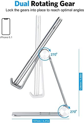 OMOTON Foldable Cell Phone Stand, C4 Portable Aluminum Phone Holder, Adjustable Phone Dock Cradle Compatible with iPhone 16/15/14 Pro Max, Samsung Galaxy, Small Tablets and Other Phones, Grey – Enhanced Compatibility and Speed