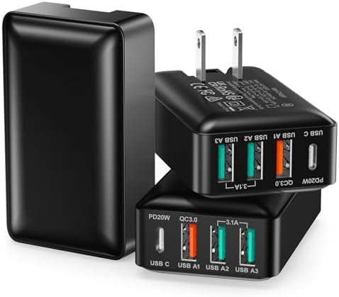 Excgood 40 W Ultra-Fast Multi-Port USB Wall Charger – Compact Foldable Power Adapter for Fast Charging i Phone 16/15/14/13, Galaxy S24, and More – Versatile 4-Port USB & USB-C Hub for Effortless Device Powering Anytime, Anywhere