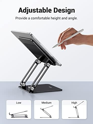 UGREEN Premium Adjustable Aluminum Tablet Stand Holder – Dynamic Multi-Angle Desk Accessory for i Pad Pro, Air, Mini, and Smartphones – Dual Rod Engineering for Unmatched Stability – Perfect for Home Office and Enhanced Productivity – Transform Your Viewing and Work Experience