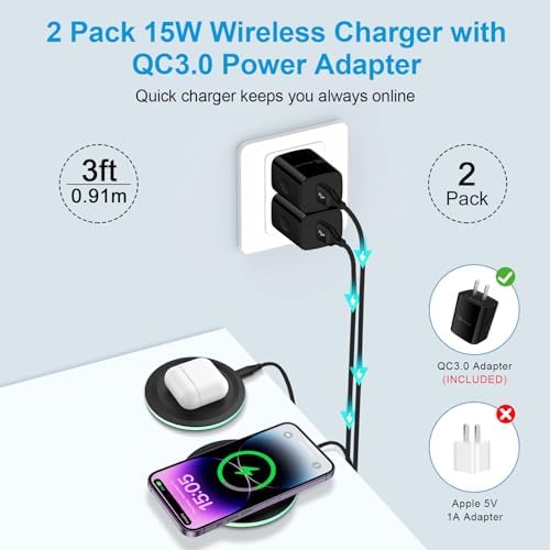 15 W Fast Wireless Charging Pad Duo for Samsung Galaxy S24 FE, S25 Ultra, Z Flip6, Google Pixel 9, i Phone 16 & More – Enhanced Compatibility, Sleek Design & Safety Features Included