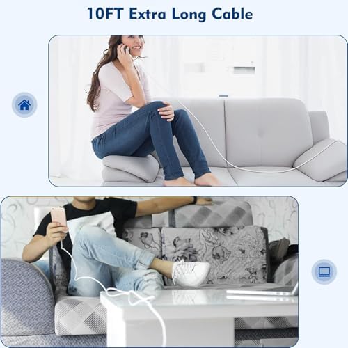 10 FT Extra Long i Phone Charger – Dual Pack Apple MFi Certified Fast Charging Lightning Cable with USB Wall Adapter for i Phone 14 Pro/14/13/12/11 Pro Max/XS/XR/X/SE – Unmatched Convenience and Speed for Your Charging Needs