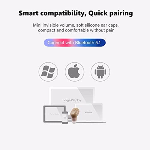 Ultra-Compact Bluetooth Wireless Earbud with 12-Hour Playtime – Invisible Sports Headphone for Ultimate Comfort and Superior Sound Quality – Ideal for Active Lifestyles, Work, and Relaxation – Chic Beige Design for Discreet Listening