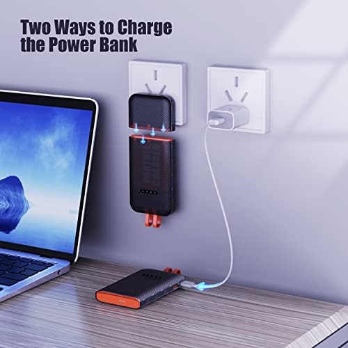 Power Your Devices Anywhere with the 45 W USB-C Portable Charger – 10000 m Ah External Battery Pack with Built-in AC Wall Plug for Rapid Charging of i Phone, Laptop & Android – 5 Outputs for Ultimate Versatility and Convenience