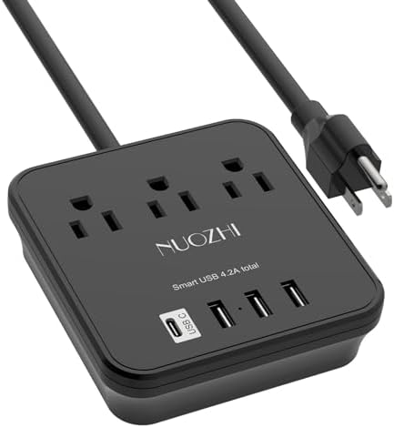 Travel Smart with the Cruise Essentials 6 Ft Non-Surge Power Strip: 3 Outlets & 4 USB Ports (1 USB-C) for Effortless Charging on Cruises, at Home, or in the Office – ETL Listed, Sleek Black Design for Enhanced Device Compatibility and Safety
