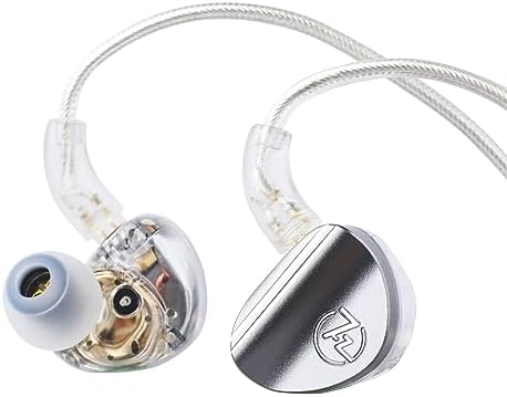 Linsoul 7 HZ SONUS 1 Dual Driver In-Ear Monitors – High-Fidelity Earbuds with Detachable Silver-Plated OCC Cable and Aluminum Resonance Cavity for Unrivaled Audiophile Sound and Gaming Excellence (Grey, 4.4 mm Connector) – Ultimate Comfort and Superior Audio Clarity for Extended Use