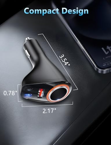 170 W 4-in-1 USB C Car Charger – High-Speed Multi-Device Cigarette Lighter Adapter with Dual USB Type-C PD Ports and 3 USB-A Ports for i Phone 16 Pro Max, 15 Plus, i Pad Pro, GPS – Ultimate Fast Charging Solution for 12 V/24 V Vehicles