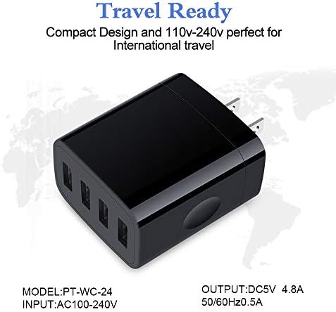 Ultra-Fast Multi-Port USB Charger for i Phone 16 & Samsung Galaxy – 4.8 A Power Adapter Wall Plug for Rapid Device Charging – Compact Cube Design with Enhanced Safety Features for Home & Travel Use