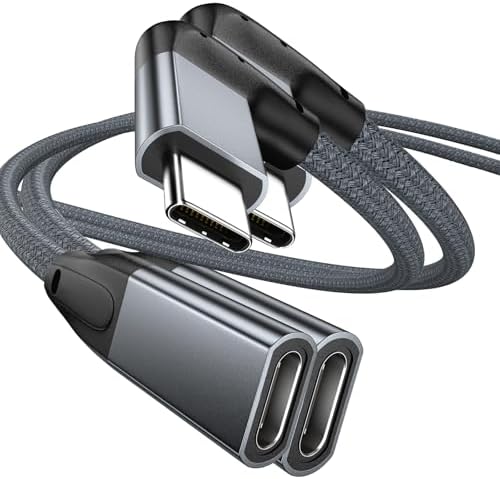 Effortlessly Enhance Your Connectivity with Use Bean 0.6 FT Right Angle USB C Extension Cable 2-Pack – 90-Degree Gen2 20 Gbps Fast Data Transfer for i Phone 16/15, Mac Book, i Pad Pro/Air, Galaxy S25/S24 – Perfect for Tight Spaces and Seamless Charging Solutions