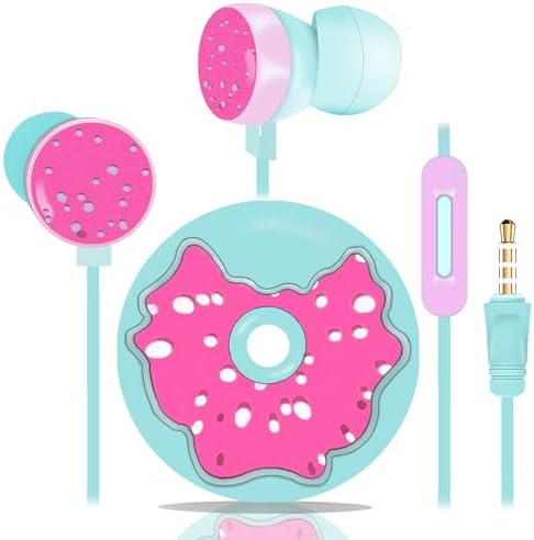 Vibrant Purple Donut Kids Earbuds – Comfortable In-Ear Headphones with Built-In Microphone and Storage Case for School Use – Perfect Wired Earphones for Learning, Play, and Active Lifestyles – Enhanced Compatibility with Multiple Devices