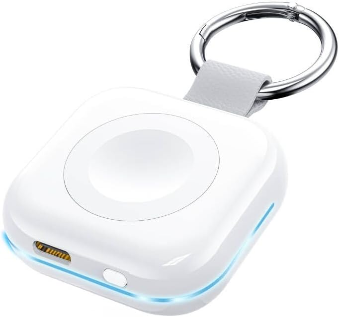HUOTO Compact Magnetic Wireless Charger for Apple Watch – 1200 m Ah Portable Power Bank Keychain, Compatible with Series 10/9/8/Ultra 2/Ultra/7/6/5/4/3/2/SE, Ideal Travel Accessory for Effortless Charging On-the-Go