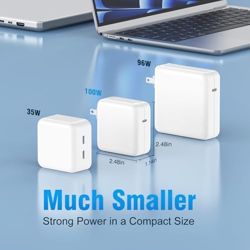 High-Performance 100 W USB-C Charger for Mac Book Pro & Air | Compact, Efficient Power Adapter with 6.6 FT Braided Cable | Compatible with M1, M2, M3, M4 Models | Original Quality Enhances Battery Longevity | Advanced Safety Features & 12-Month Assurance | Rapid Charging for All USB-C Devices