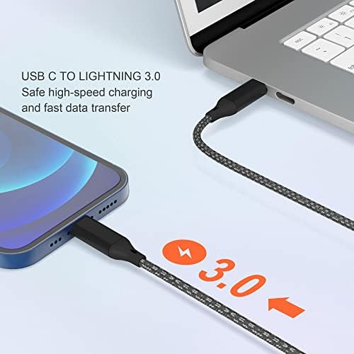 Extra Long 20 Ft USB C to Lightning Charger Cable – MFi Certified Fast Charging Cord for i Phone 13/12/11/XS/X/8 – High-Speed Power Delivery Up to 3 A for Ultimate Convenience and Performance