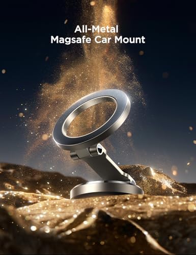 JOYROOM i Phone 16/16 Pro Max Mag Safe Car Mount – All Metal Magnetic Holder with 360° Adjustment & N55 Strong Magnets for Secure, Hands-Free Navigation – Compatible with i Phone 12/13/14/15 & Mag Safe Cases in Sleek Space Gray – Ultimate Driving Convenience and Safety