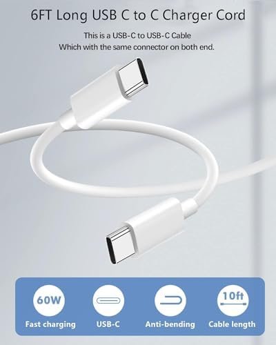 Ultimate 20 W Power Delivery Dual Pack: Fast Charging Type C Wall Charger Set for i Phone 16/15, i Pad Pro, and Air Pods Pro – Includes Two 10 FT USB-C Cables for Maximum Flexibility and Performance – Compact, Efficient Charging Solution for Home and Travel