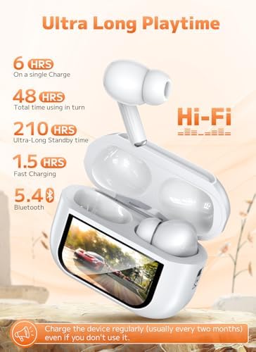Advanced Bluetooth 5.4 Wireless Earbuds with Active Noise Cancelling (ANC) and Immersive Deep Bass – Uninterrupted 48-Hour Playtime for Ultimate Comfort and Connectivity, Ideal for Workouts, Travel, and Home Entertainment