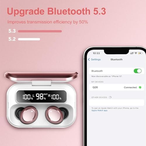 Experience Unmatched Audio Excellence with Lekaby Bluetooth 5.3 Wireless Earbuds – Superior Noise Cancellation, Deep Bass Enhancement, and LED Battery Indicator – IP7 Waterproof for Ultimate Durability – Seamless Compatibility with i OS & Android – Ideal for Music Enthusiasts and Dynamic Professionals