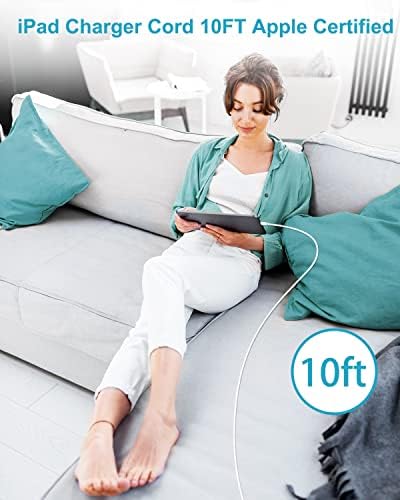 Elevate Your Charging Efficiency with the 10 ft Apple i Pad Charger Set – Fast 12 W Wall Charger and Durable Lightning Cable for i Pad 7 th, 8 th, 9 th Gen, Air, Mini & i Phone – Ultimate Compatibility and Performance for Home, Office, or Travel
