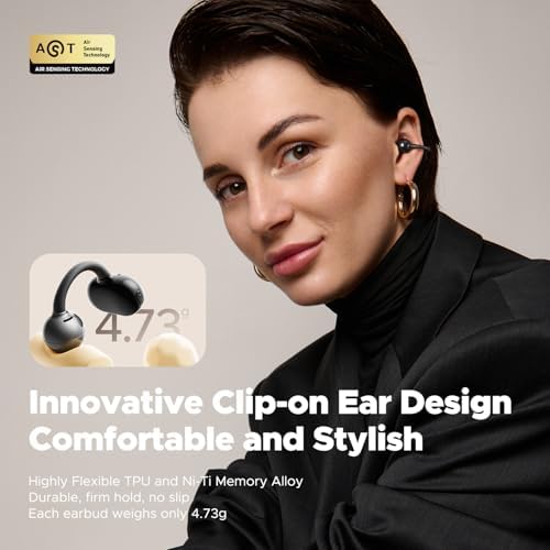 Revolutionize Your Audio Experience with Sound PEATS POP Clip Wireless Open Ear Earbuds – Ultra-Lightweight Sports Headphones Featuring 30 Hours of Playtime and IPX5 Waterproof Rating for Ultimate Durability – Advanced Bluetooth 5.4 Connectivity for Seamless Listening – Ideal for Runners and Fitness Enthusiasts – Enjoy Superior Comfort and Surround Awareness for Enhanced Safety While You Stay Active