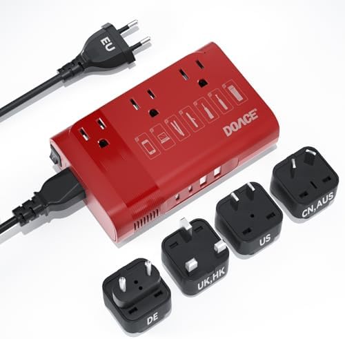 Universal DOACE 350 W Voltage Converter: Seamless 220 V to 110 V Power Transformer with Integrated Travel Plug Adapter – Optimized for Hair Tools, Laptops, and Mobile Devices with Fast Charging and Global Compatibility
