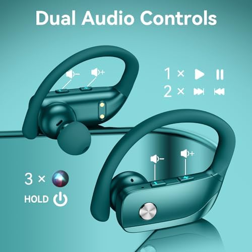 Elevate Your Sound Experience with Bmani Wireless Earbuds: 48-Hour Playtime Bluetooth Headphones with LED Battery Indicator, Secure Over-Ear Design, Built-in Mic for Hands-Free Calls, Ideal Sport Earphones for Active Lifestyles