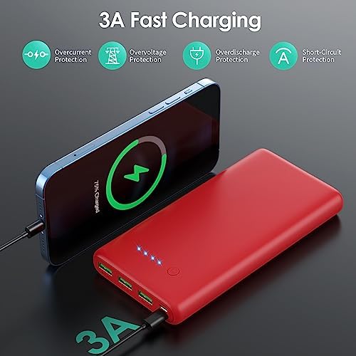 Ultra-High Capacity 40800 m Ah Portable Charger with Built-In Cables – 25 W PD USB C Fast Charging Power Bank – 5 Outputs & Dual Input for i Phone 16/15/14/13 & Samsung S23 – Stylish Pink Design for On-the-Go Charging Solutions