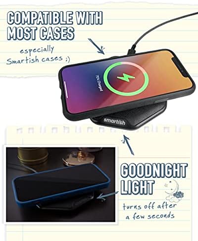Smartish Charge Island 15 W Fast Wireless Charger – Qi-Certified Non-Slip Charging Pad for i Phone, Samsung Galaxy & Air Pods Pro – Enhance Efficiency with Sleek Design & Built-in Safety Features – Ideal for Home & Office Charging Solutions