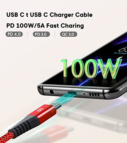 sweguard 100 W USB C to USB C Charger Cable [3.3 ft, 2-Pack] – Ultimate Fast Charging Solution for i Phone 15 & 16 Pro Max, Mac Book, i Pad Pro, and Samsung Galaxy S Series – Durable, High-Speed Compatibility for All Your Devices