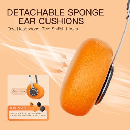 Y3 Retro Wired Headphones – Nostalgic 80 s & 90 s Style Headset with Adjustable Headband, Lightweight Comfort, and Universal 3.5 mm Jack Compatibility – Immerse in Classic Audio with Unique Replaceable Orange Ear Pads for Enhanced Comfort and Fashion