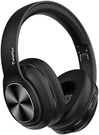 Elevate Your Listening Experience with Tune Flux Rose Gold Over-Ear Wireless Bluetooth Headphones – 80-Hour Battery Life, Deep Bass Hi-Fi Sound, and Custom Dual EQ Modes for Personal Audio – Stylish Foldable Design Perfect for On-the-Go Use with Smartphones and PCs