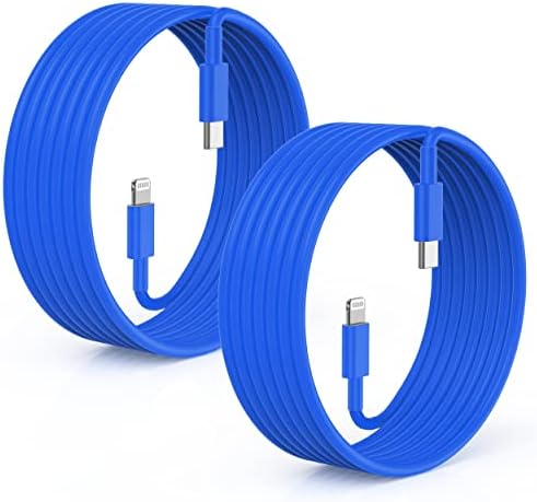 Blue Fast Charger Cable 2-Pack – 6 ft USB Type C to Lightning for i Phone 14/13/12 Pro Max, MFi Certified Charging Cord for Enhanced Speed & Compatibility – Durable Design for Everyday Use