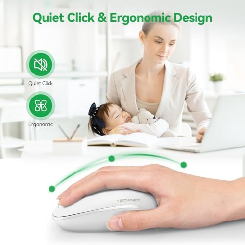 TECKNET 2.4 GHz Wireless Mouse – Ultra-Quiet & Portable Computer Companion with Adjustable DPI, USB Receiver, and Ergonomic Design for Seamless Use Across Chromebook, Laptop, PC & Mac – Enhance Productivity Effortlessly