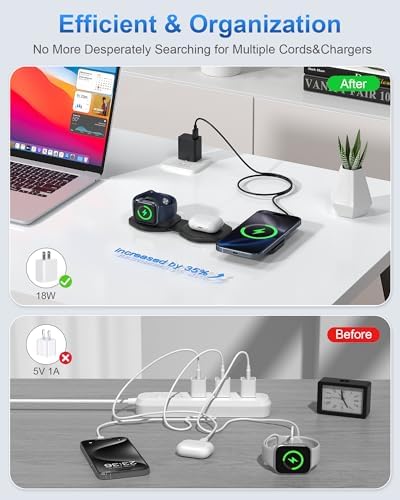 Ultimate 3-in-1 Magnetic Wireless Charging Station for Apple Devices – Foldable Travel Charger for i Phone 16/15/14/13/12 Pro Max, Apple Watch & Air Pods – Fast, Efficient, and Stylish Power Solution for On-the-Go Charging