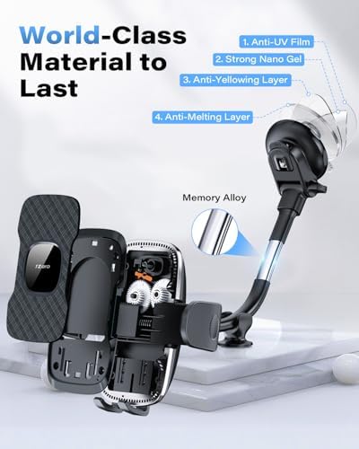Ultimate 14-Inch Gooseneck Car Phone Mount Holder with Industrial-Strength Suction for Windshield Stability – Hands-Free Universal Cell Phone Holder Compatible with i Phones and Androids for Safe Navigation and Entertainment