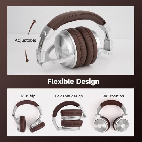 One Odio Studio Pro C Silver Over-Ear Bluetooth Headphones: Immerse Yourself in 110 Hours of Uninterrupted Wireless Audio with High-Performance 50 mm Neodymium Drivers for Rich Deep Bass and Crystal-Clear Sound; Effortlessly Portable Foldable Design Ideal for Travelers, Seamless Compatibility Across PCs, Phones, and Tablets for Ultimate Versatile Listening Experience
