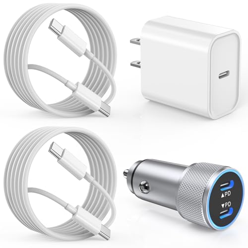 Effortless Power on the Go: 40 W Dual USB-C Fast Car Charger for i Phone with 2 Lightning Cables – Rapid Charging for i Phone 14/13/12/11 Pro Max and i Pads, Enhanced Compatibility, and Built-in Safety Features for Ultimate Device Protection